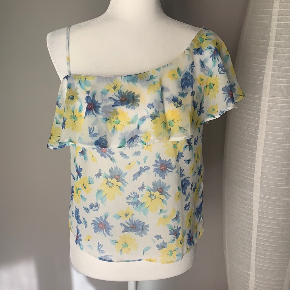 ZARA Women’s Floral One Shoulder Ruffle Top